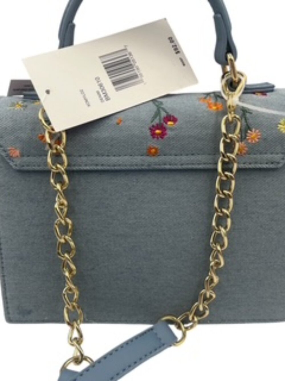 NEW Betsey Johnson Denim Floral Embroidered crossbody handbag Satchel purse - Picture 4 of 14